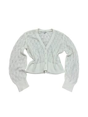 abercrombie kids Cream Open-Knit V-Neck Button Cardigan